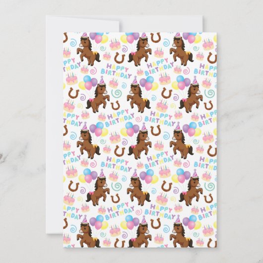 Horse Birthday Invitation White 招待状 (裏面)