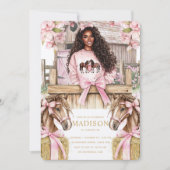 Horse Birthday Invitation with Black Girl 招待状 (正面)