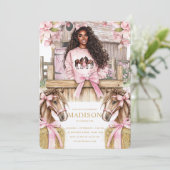 Horse Birthday Invitation with Black Girl 招待状 (スタンド正面)