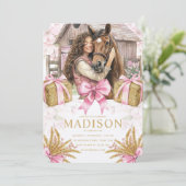 Horse Birthday Invitation with brunette Girl 招待状 (スタンド正面)