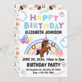 Horse Birthday Party Invitation White 招待状 (正面/裏面)