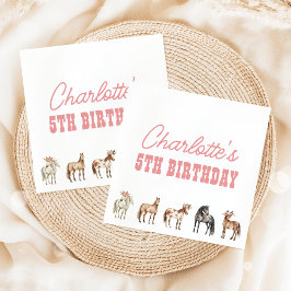 Horse Birthday Pony Party Napkins スタンダードカクテルナプキン