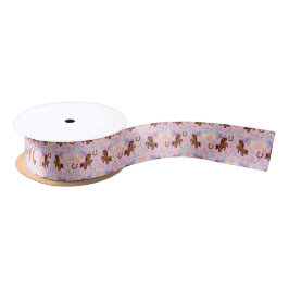 Horse Birthday Satin Ribbon in Pink サテンリボン
