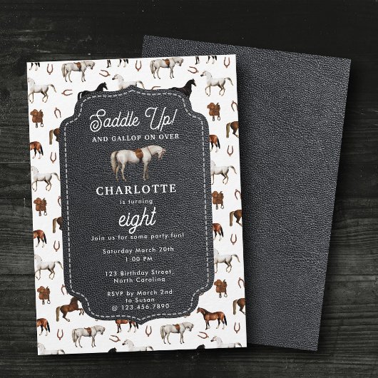 Horse Birthday Theme Cowgirl Cowboy 招待状