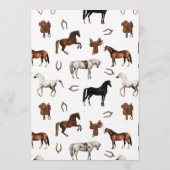 Horse Birthday Theme Pink Floral Girl Cowgirl 招待状 (裏面)