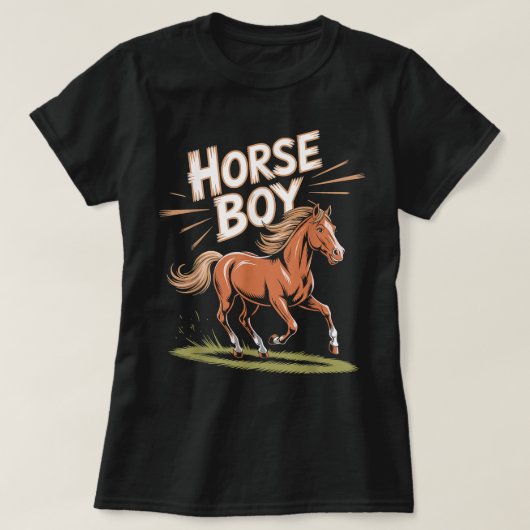 Horse Boy Childrens Horses Apparel Youth Kids Tシャツ (デザイン正面)
