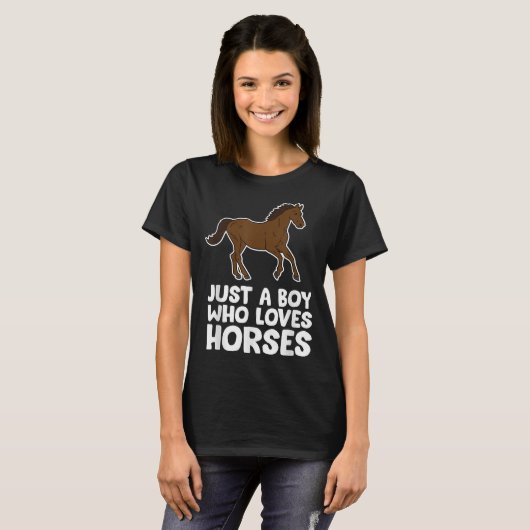 Horse Boy Just a Boy Who Loves Horses Tシャツ (正面フル)