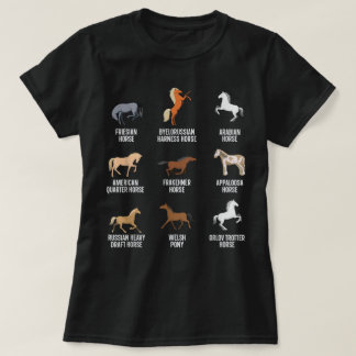 Horse Breeds Equestrian Horse Rider Racer Tシャツ