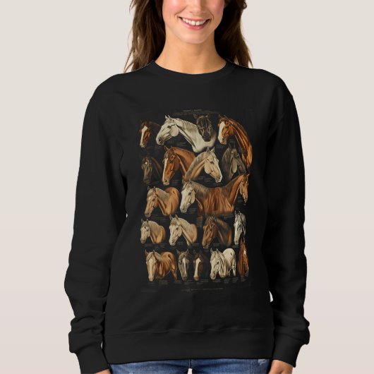 Horse Breeds Equestrian Horseback Riding Tee Gifts スウェットシャツ (正面)