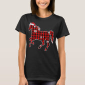 Horse Buffalo Plaid Santa Christmas Matching Tシャツ (正面)