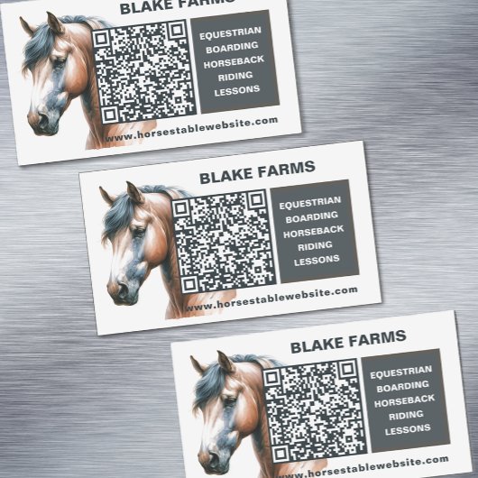 Horse Business Card Magnet with QR Code マグネット名刺