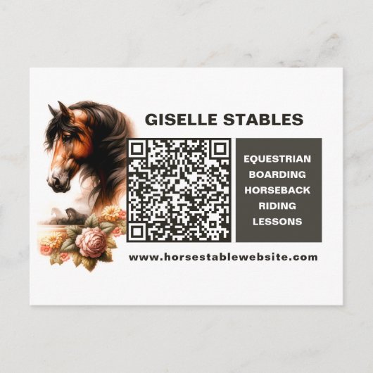 Horse Business Postcard with QR Code ポストカード (正面)