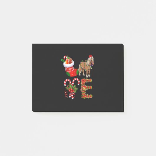 Horse Christmas Lights Led Funny Santa Hat Christm ポストイット (正面)