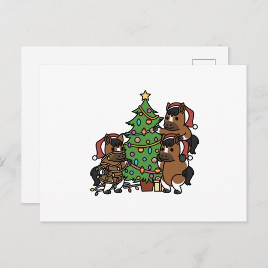 Horse Christmas Tree ポストカード (正面/裏面)