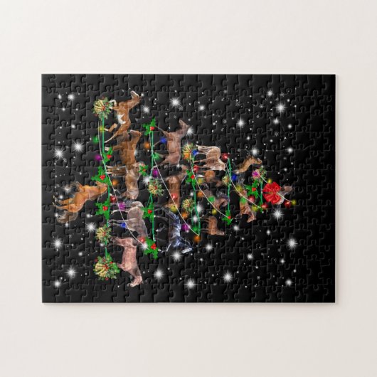 Horse Christmas Tree Covered By Flashlight ジグソーパズル (横)