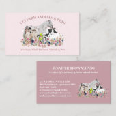 Horse Cow Sheep Dog Cat Pink Farm Animals 名刺 (正面/裏面)