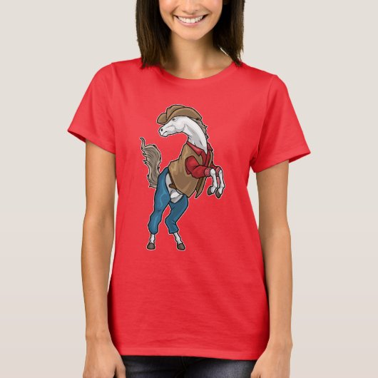 Horse Cowboy Cowboy hat Tシャツ (正面)