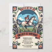 Horse Cowboy Kentucky Derby Party 1st Birthday 招待状 (正面)