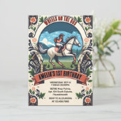 Horse Cowboy Kentucky Derby Party 1st Birthday 招待状 (スタンド正面)