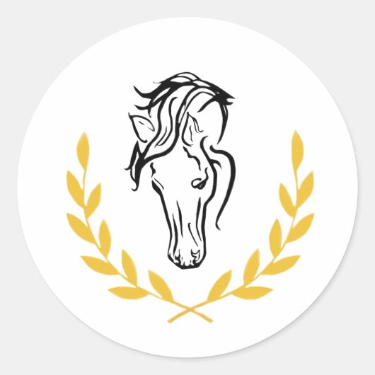 Horse Crest Wedding Seal-Equestrian Laurel Design ラウンドシール (正面)
