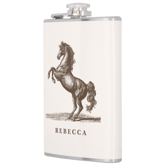 Horse Custom Name Equestrian Style Elegant フラスク (左)