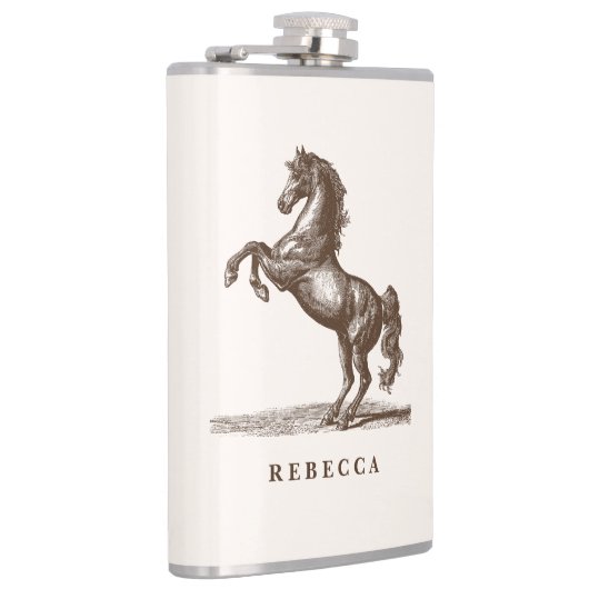 Horse Custom Name Equestrian Style Elegant フラスク (右)