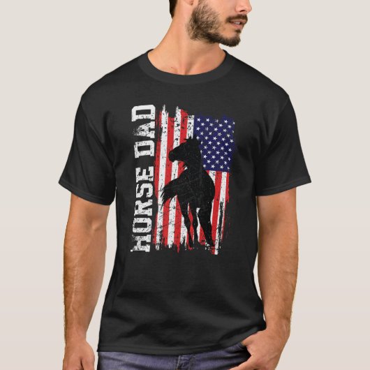 Horse Dad American Flag Like A Regular Dad But Coo Tシャツ (正面)