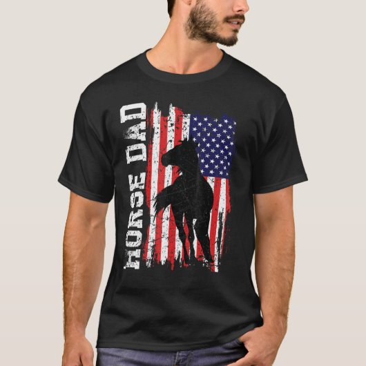 Horse Dad American Flag Like A Regular Dad But Coo Tシャツ (正面)