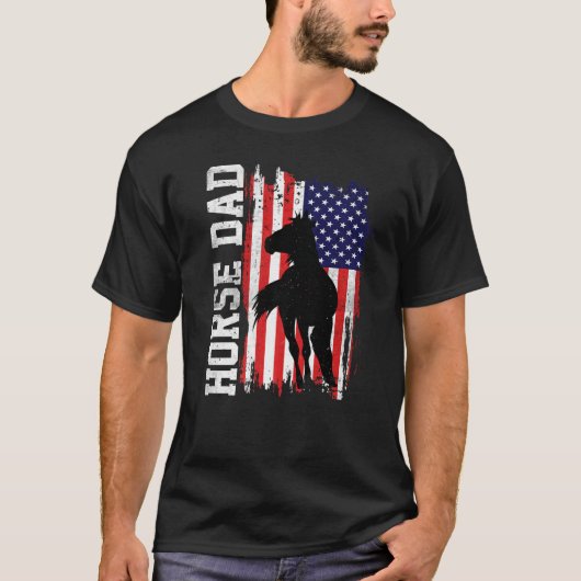Horse Dad American Flag Like A Regular Dad But Coo Tシャツ (正面)