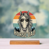 Horse Dad Vintage Sunset Engraving Vector Design_1 アクリルサイン (ニュートラル)