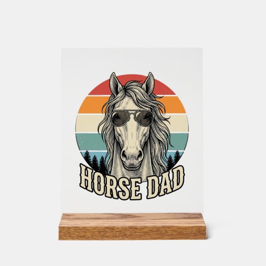 Horse Dad Vintage Sunset Engraving Vector Design_1 アクリルサイン (正面)