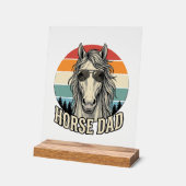 Horse Dad Vintage Sunset Engraving Vector Design_1 アクリルサイン (傾斜)