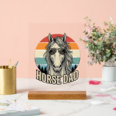 Horse Dad Vintage Sunset Engraving Vector Design_1 アクリルサイン (ウェディング)