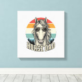 Horse Dad Vintage Sunset Engraving Vector Design_1 キャンバスプリント (インサイチュ (ウッドフロア))
