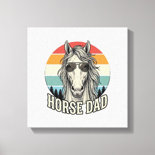 Horse Dad Vintage Sunset Engraving Vector Design_1 キャンバスプリント (正面)