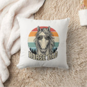 Horse Dad Vintage Sunset Engraving Vector Design_1 クッション (ブランケット)