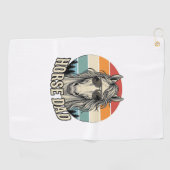 Horse Dad Vintage Sunset Engraving Vector Design_1 ゴルフタオル (横)