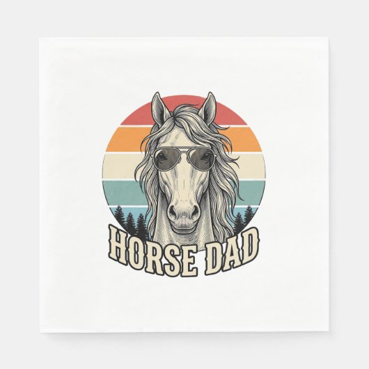 Horse Dad Vintage Sunset Engraving Vector Design_1 スタンダードランチョンナプキン (正面)