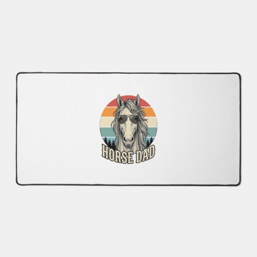 Horse Dad Vintage Sunset Engraving Vector Design_1 デスクマット (正面)