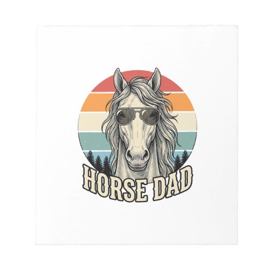 Horse Dad Vintage Sunset Engraving Vector Design_1 ノートパッド (正面)