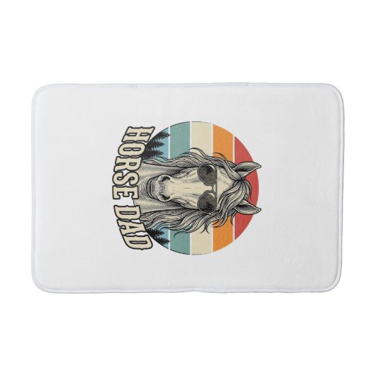 Horse Dad Vintage Sunset Engraving Vector Design_1 バスマット (正面)