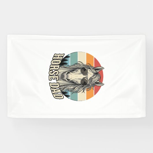 Horse Dad Vintage Sunset Engraving Vector Design_1 横断幕 (横)