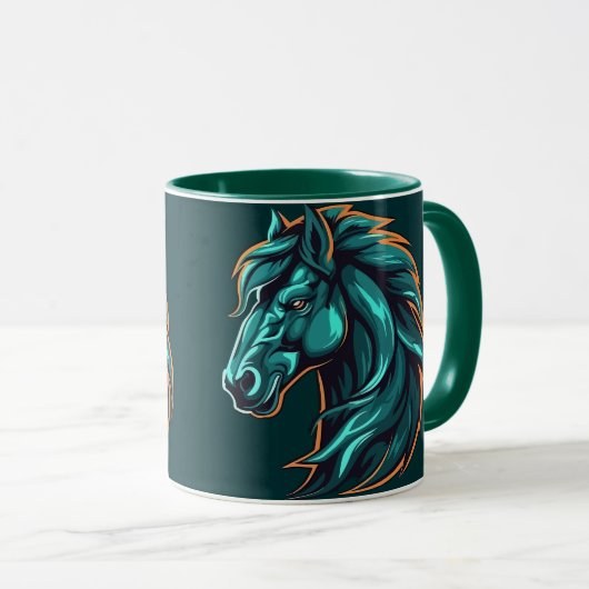 Horse Design, Rustic Farm Animal Artwork Cup マグカップ (正面右)