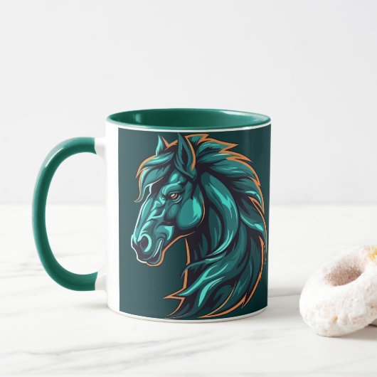 Horse Design, Rustic Farm Animal Artwork Cup マグカップ (ドーナツ)