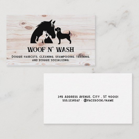 Horse Dog Cat | Wood Grain 名刺 (正面/裏面)