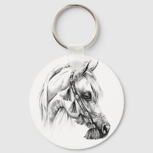 Horse drawing sketch art handmade キーホルダー