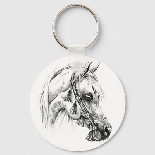 Horse drawing sketch art handmade キーホルダー (正面)