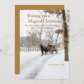 Horse Drawn Carriage w/lights In The Snow Design シーズンカード (正面/裏面)
