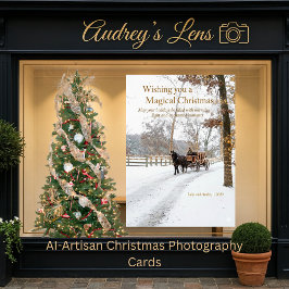 Horse Drawn Carriage w/lights In The Snow Design シーズンカード