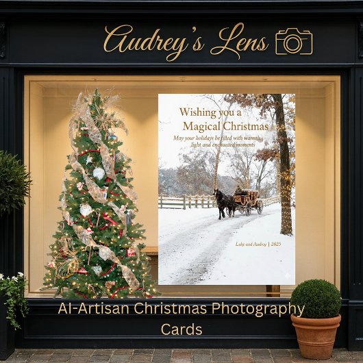 Horse Drawn Carriage w/lights In The Snow Design シーズンカード